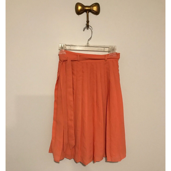 Modcloth Coral Purely Pretty Pleated A-Line Skirt with Belt - Size Extra Small - Picture 1 of 9